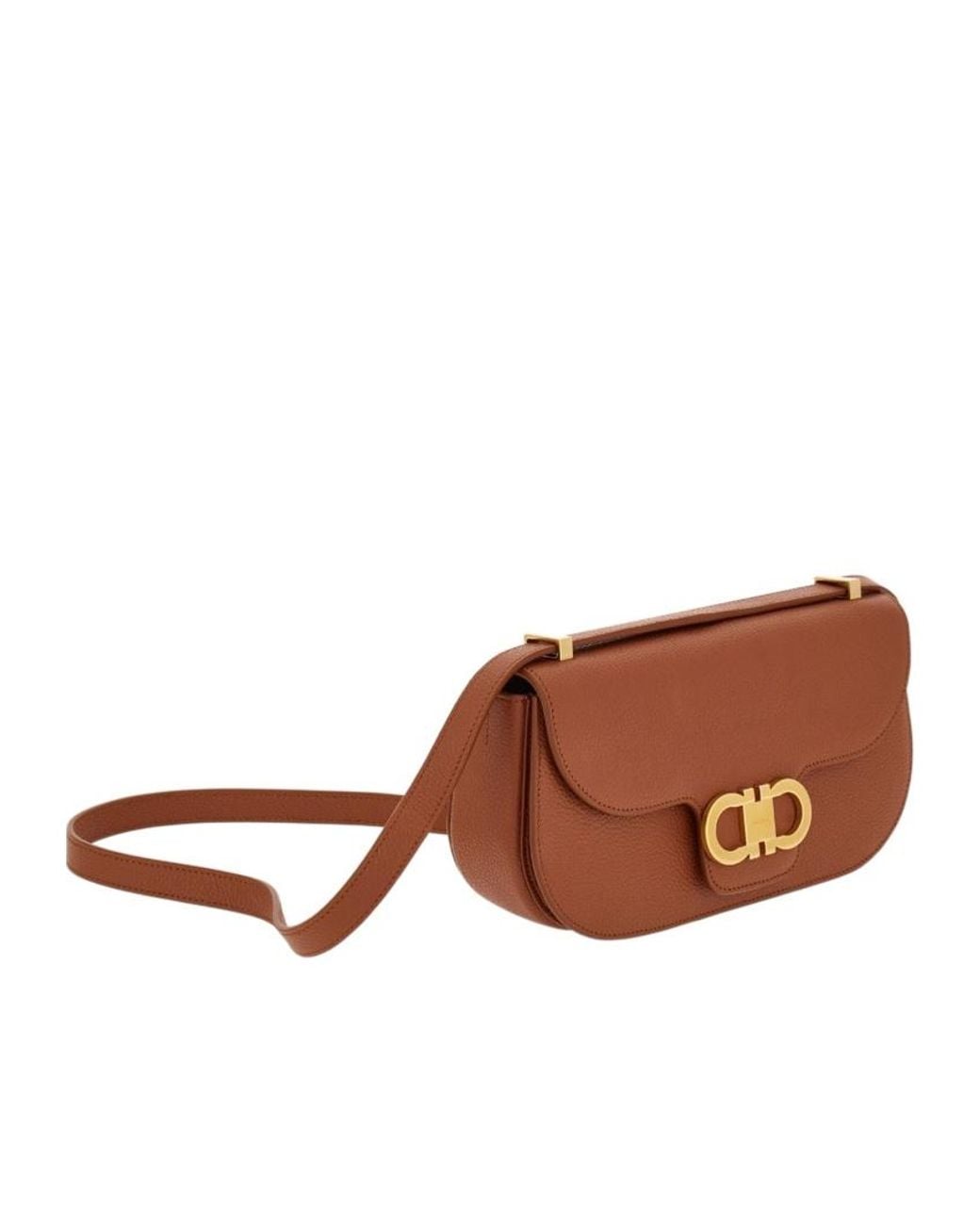 Ferragamo Brown Double Gancini Mini Crossbody Bag