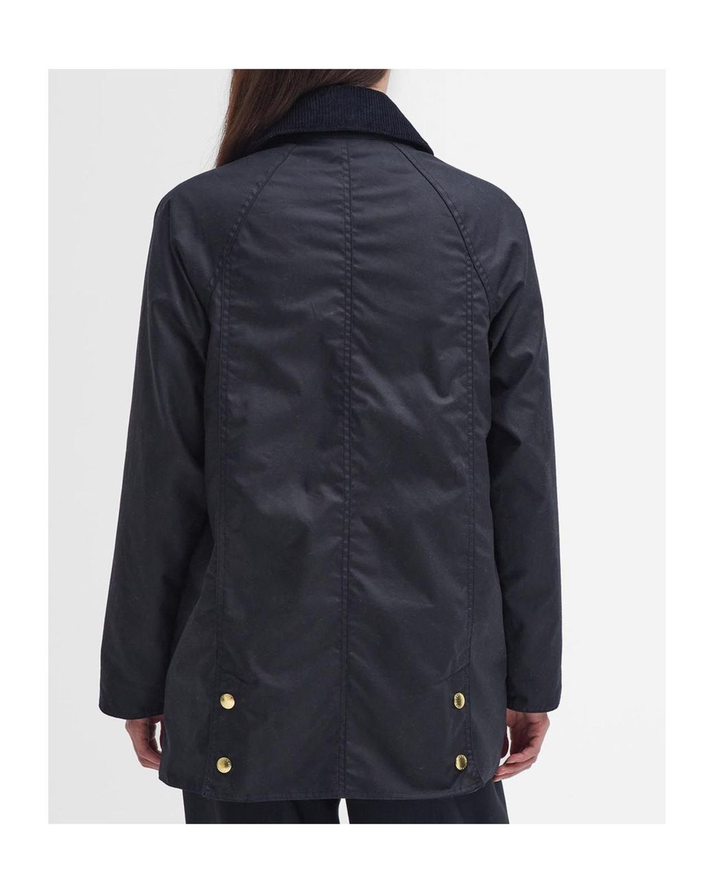 Barbour Blue Beadnell Waxed Corduroy-Collar Coat