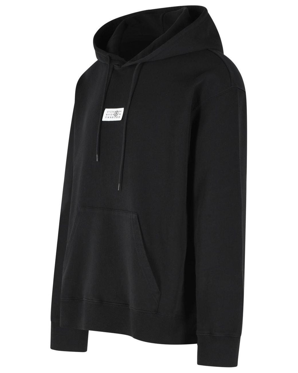 MM6 by Maison Margiela Black Logo-Patch Drawstring Hoodie for men