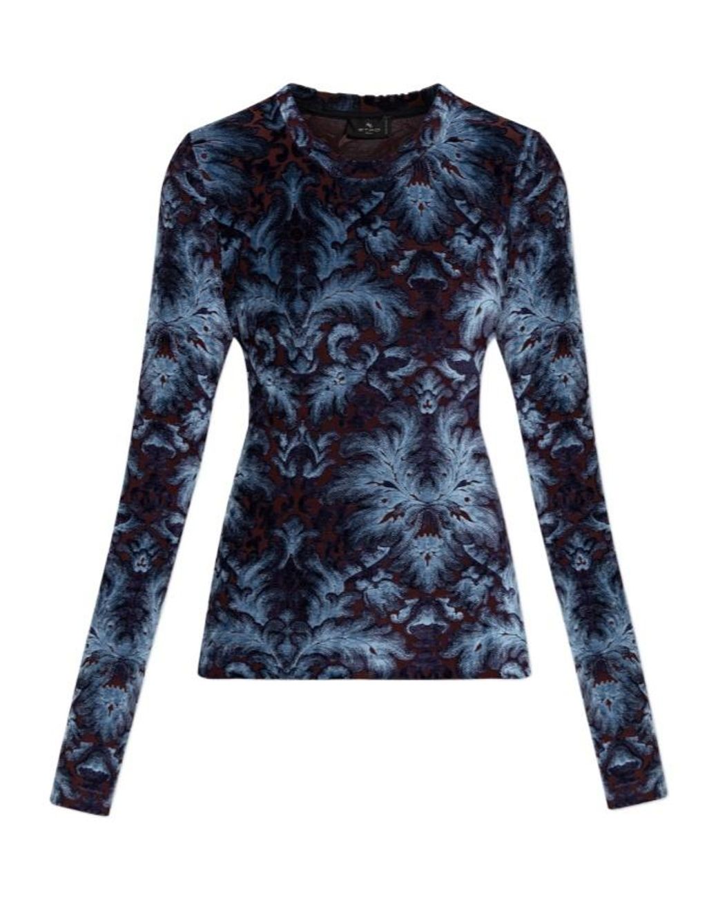 Etro Blue Floral Pattern Long Sleeved Top