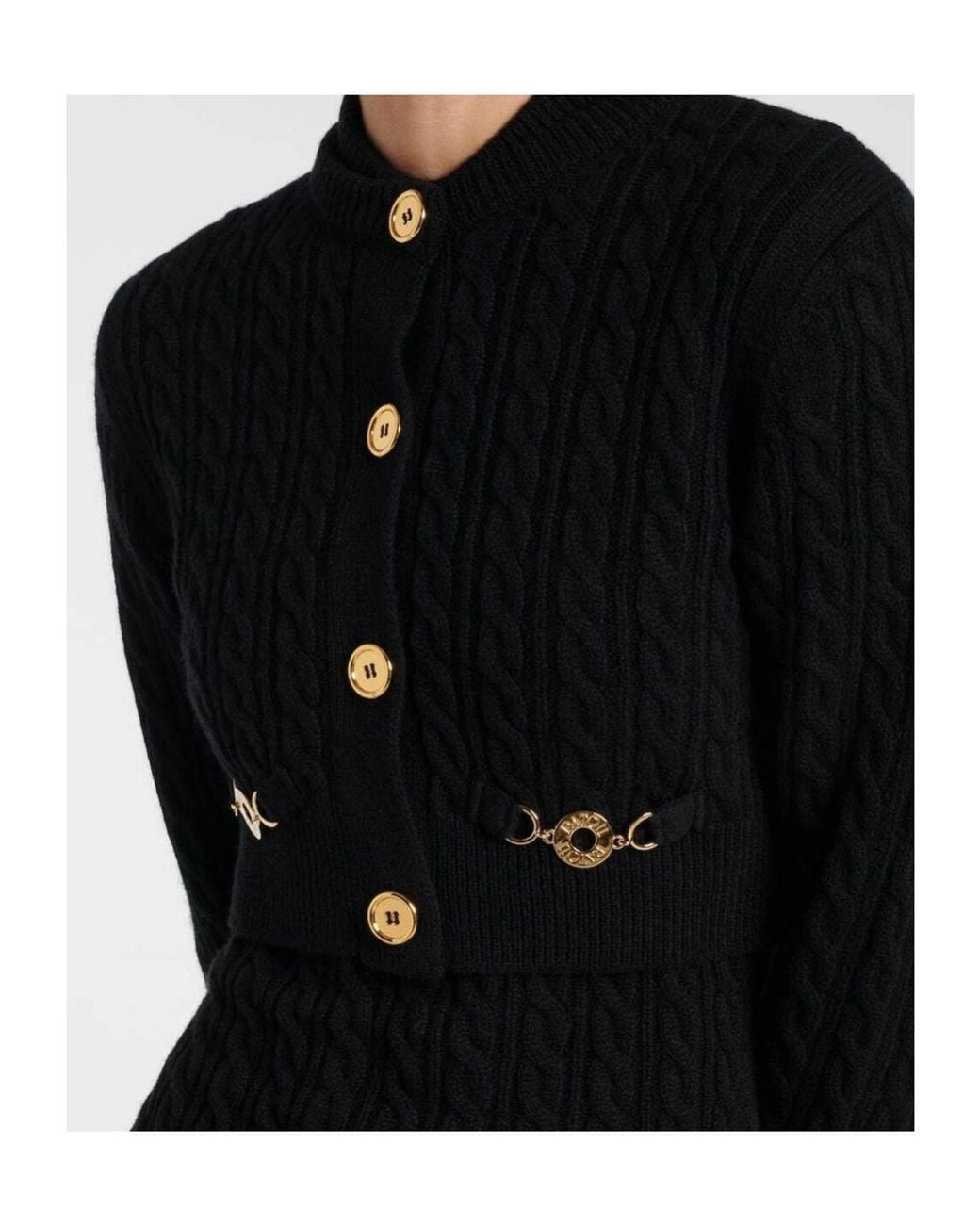 Patou Black Chunky Knit Long-Sleeved Sweater
