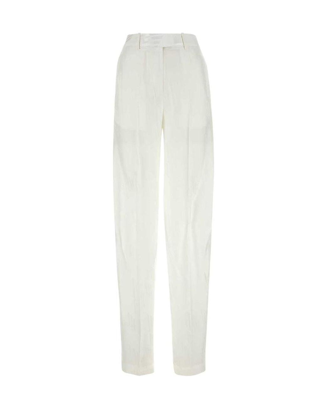 The Attico White The Logo-Jacquard Straight-Leg Trousers