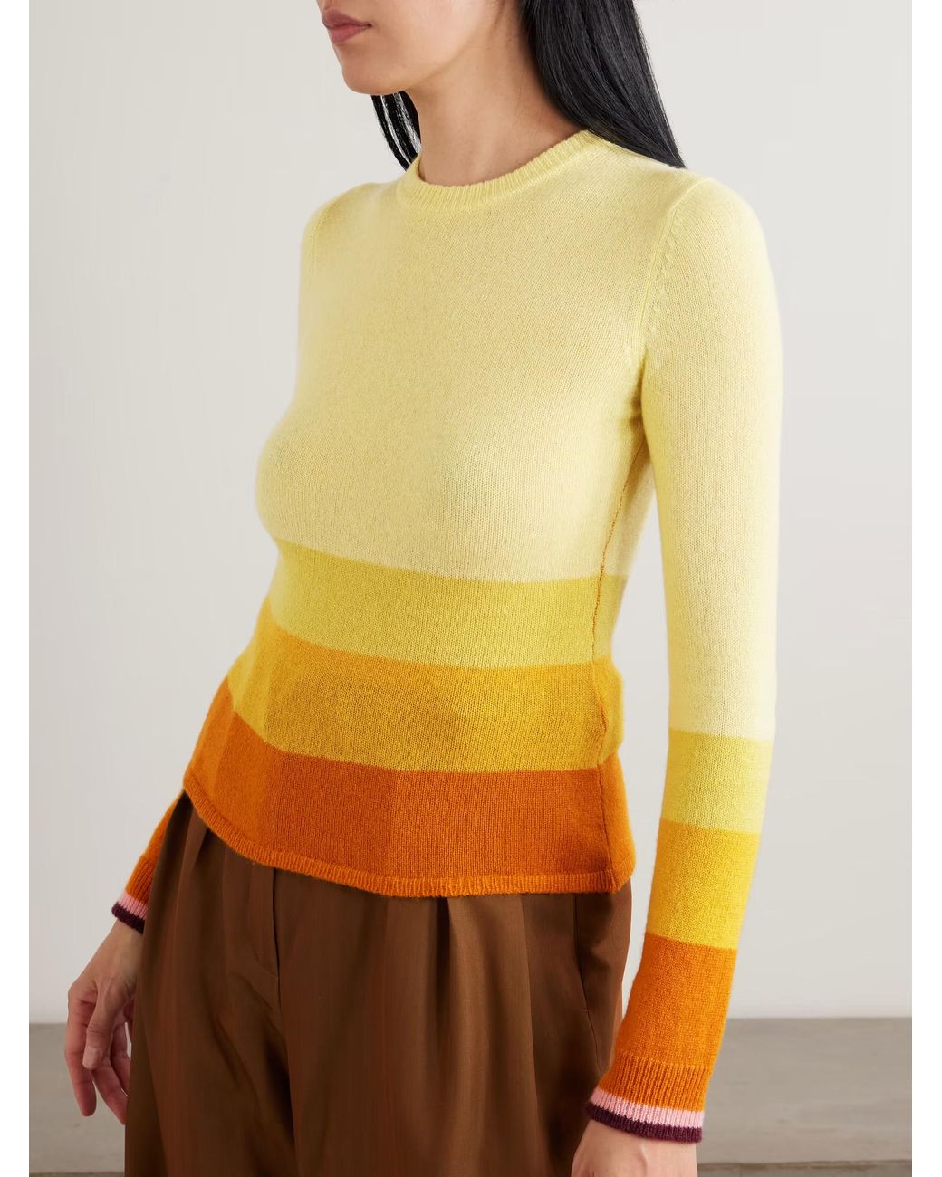 LaDoubleJ Yellow Striped Cashmere Sweater