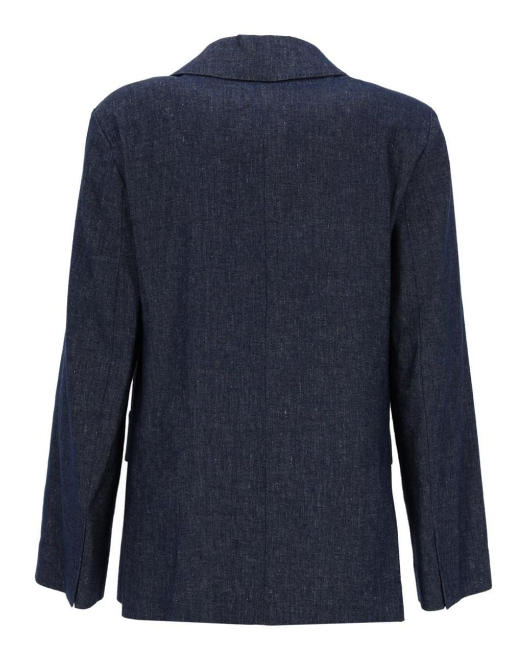 Max Mara Blue Double-Breasted Pocketed Jacket