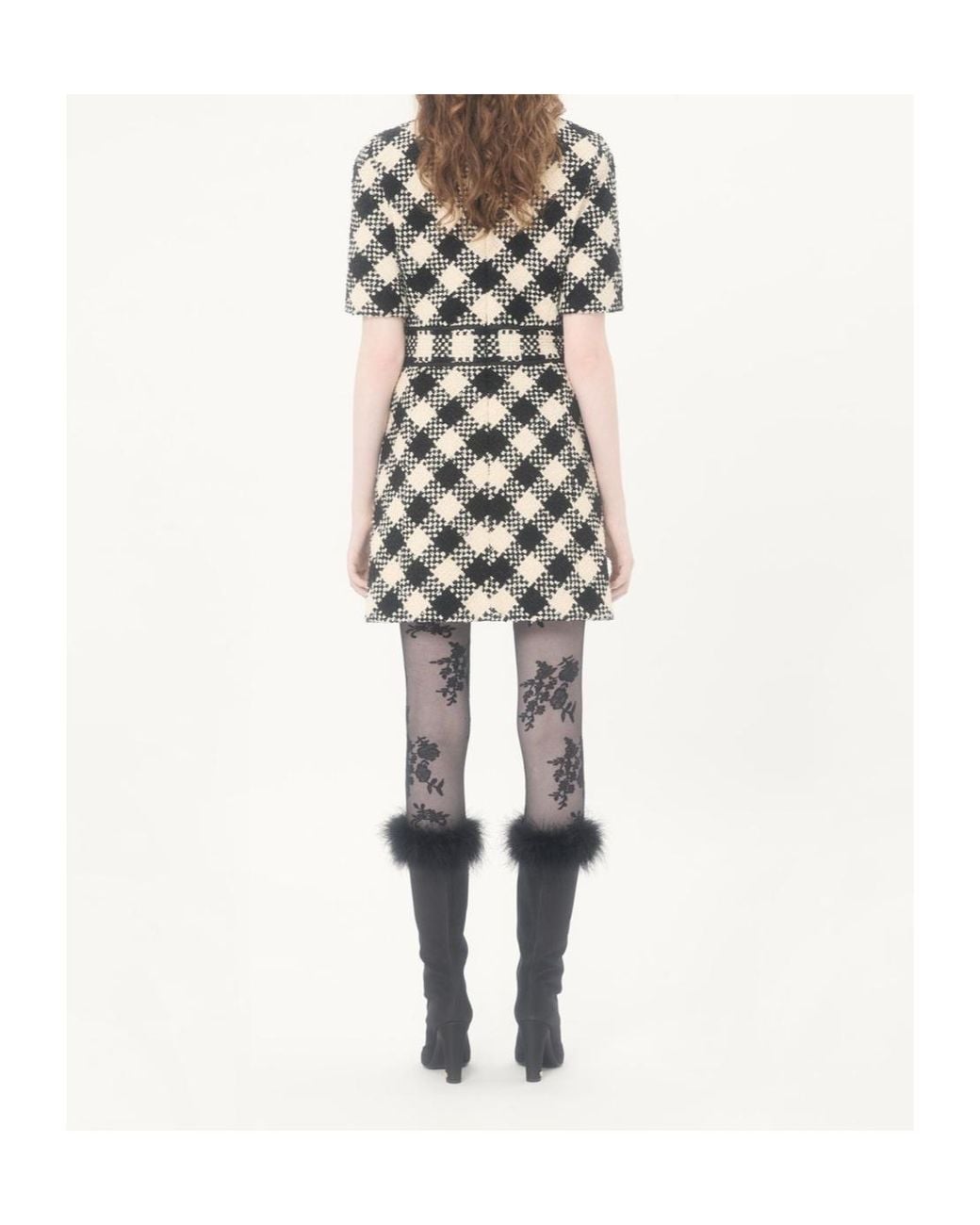 Valentino Black Damier Tweed Dress