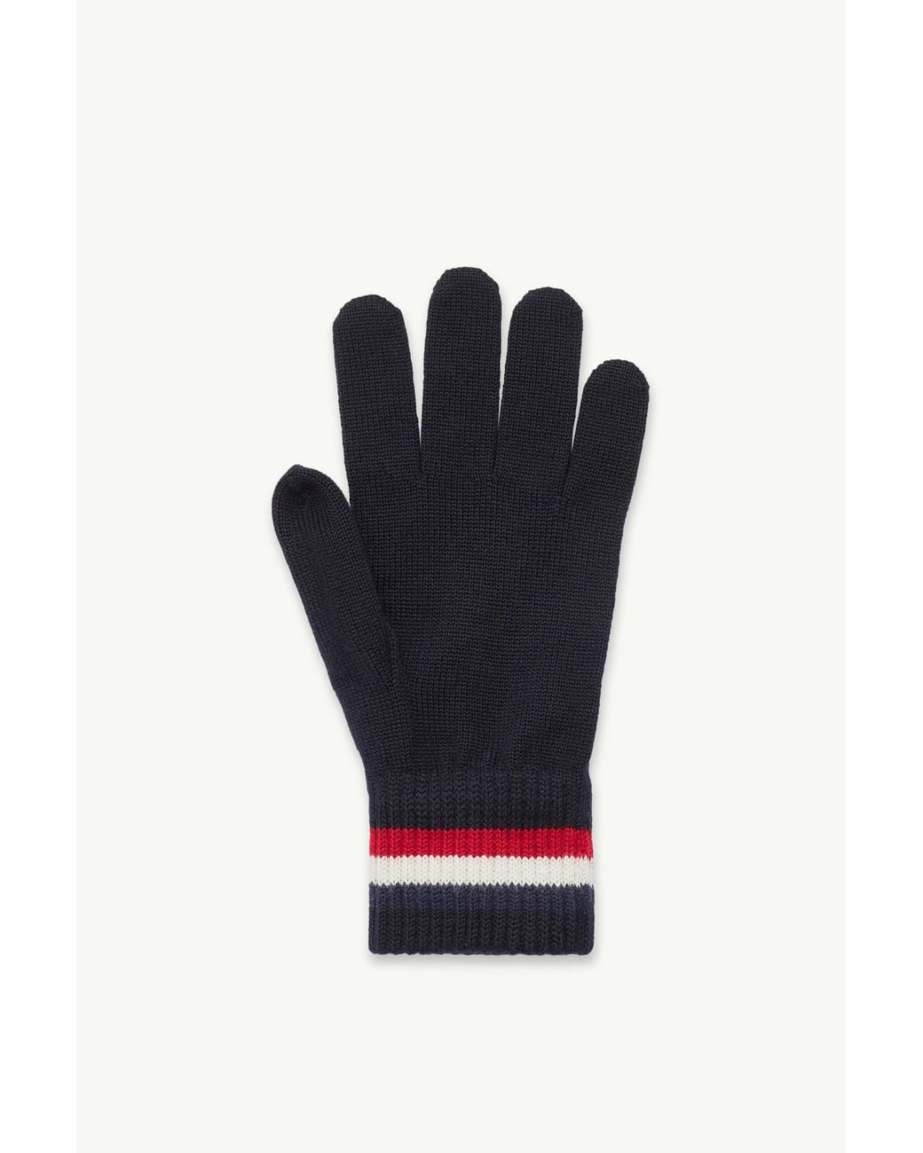 Moncler Blue Logo Patch Knitted Gloves for men