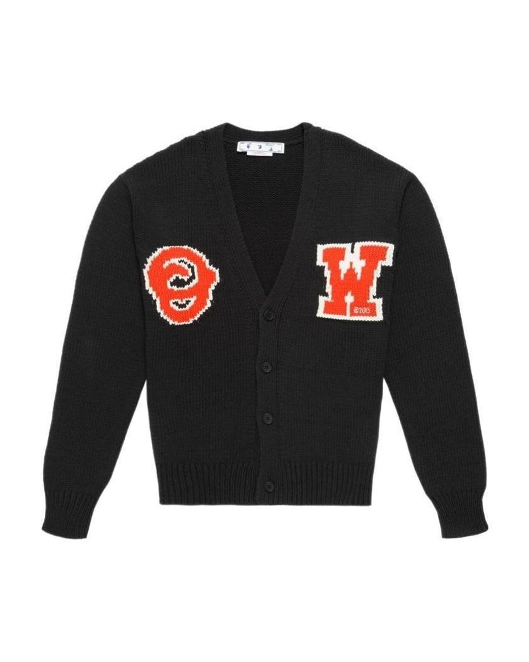 Off-White c/o Virgil Abloh Black Logo Patch V-Neck Cardigan for men