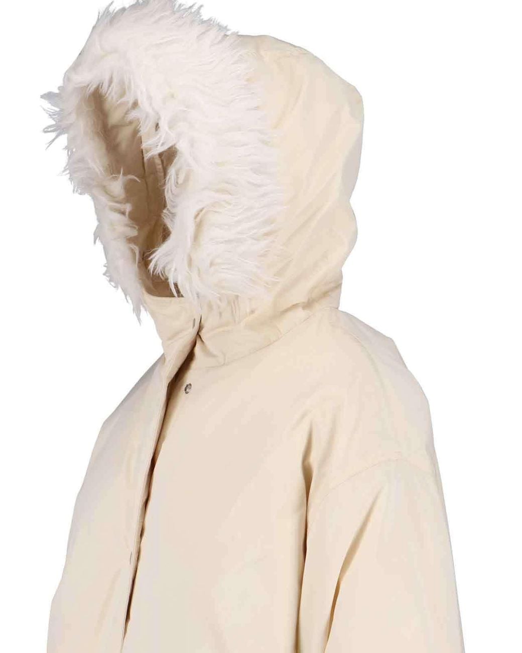 Jil Sander Natural Faux Fur Trim Hooded Jacket