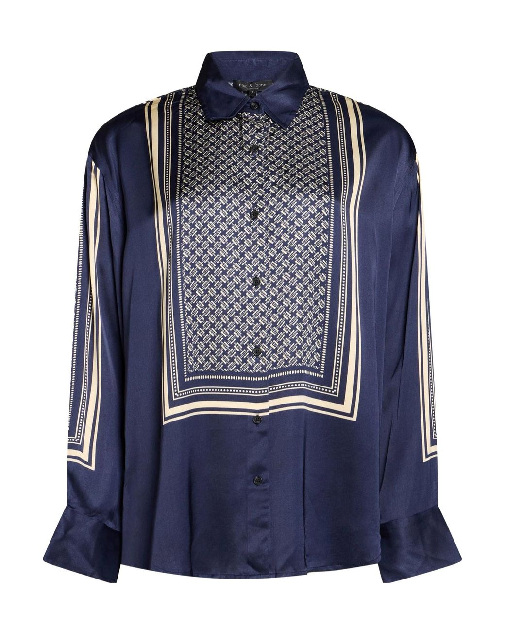 Rag & Bone Blue Two-Tone Satin Shirts