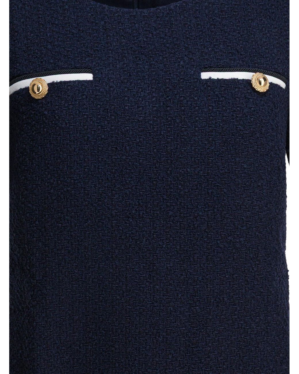 Self-Portrait Blue Belted Waist Boucle Mini Dress