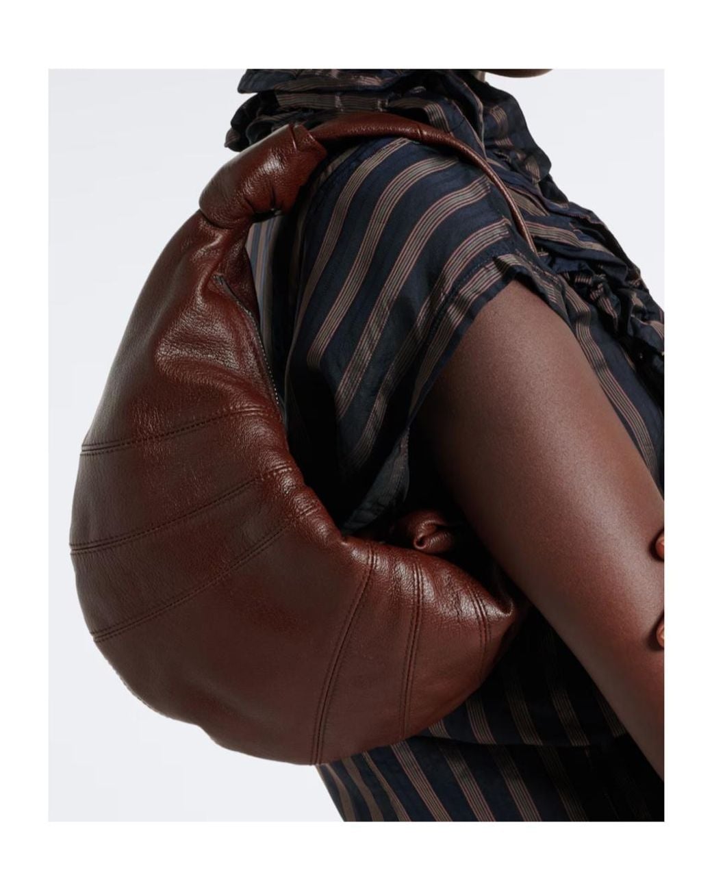 Lemaire Brown Fortune Croissant Small Leather Shoulder Bag