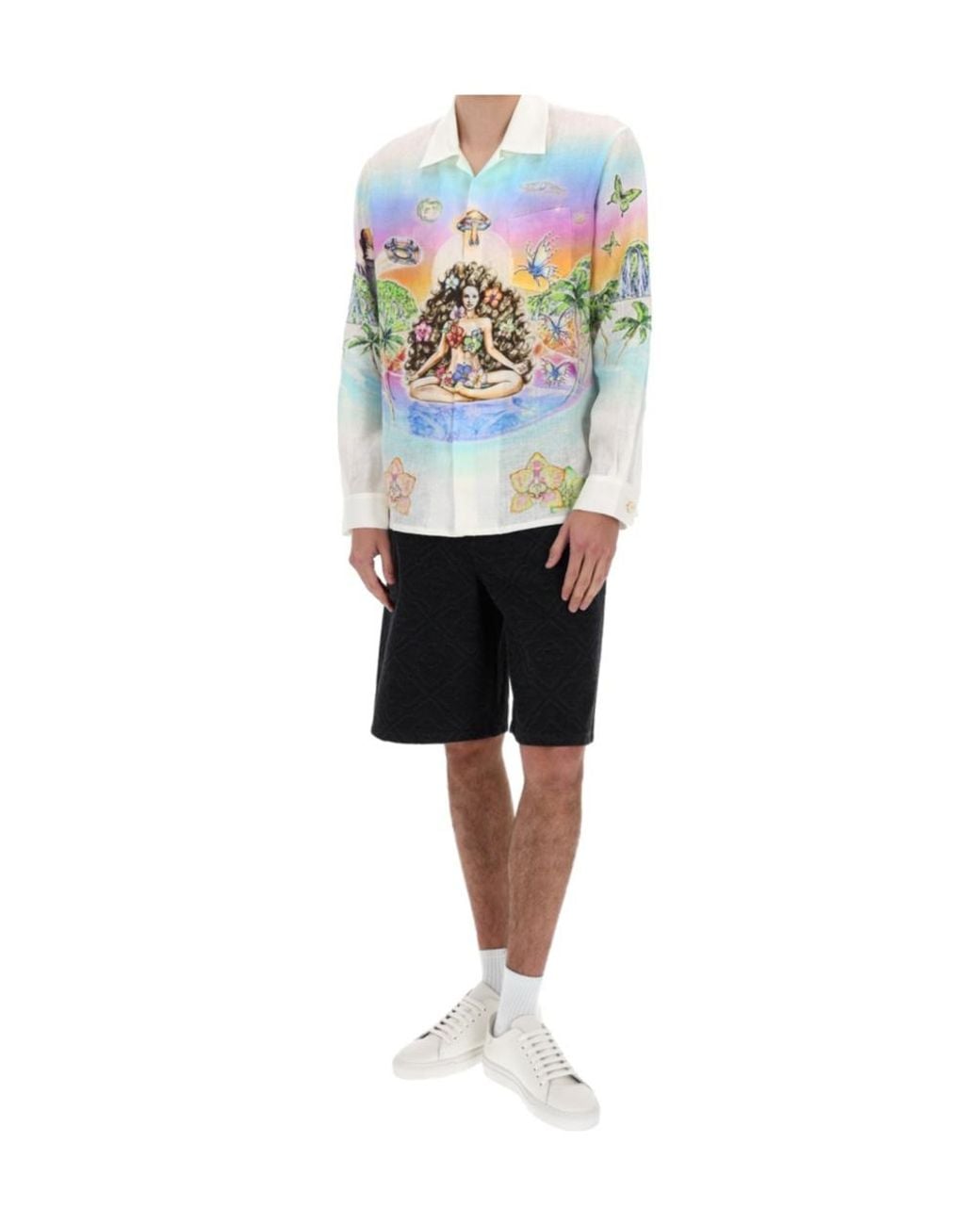 Casablanca White Long Sleeve Camp Collar Shirt for men