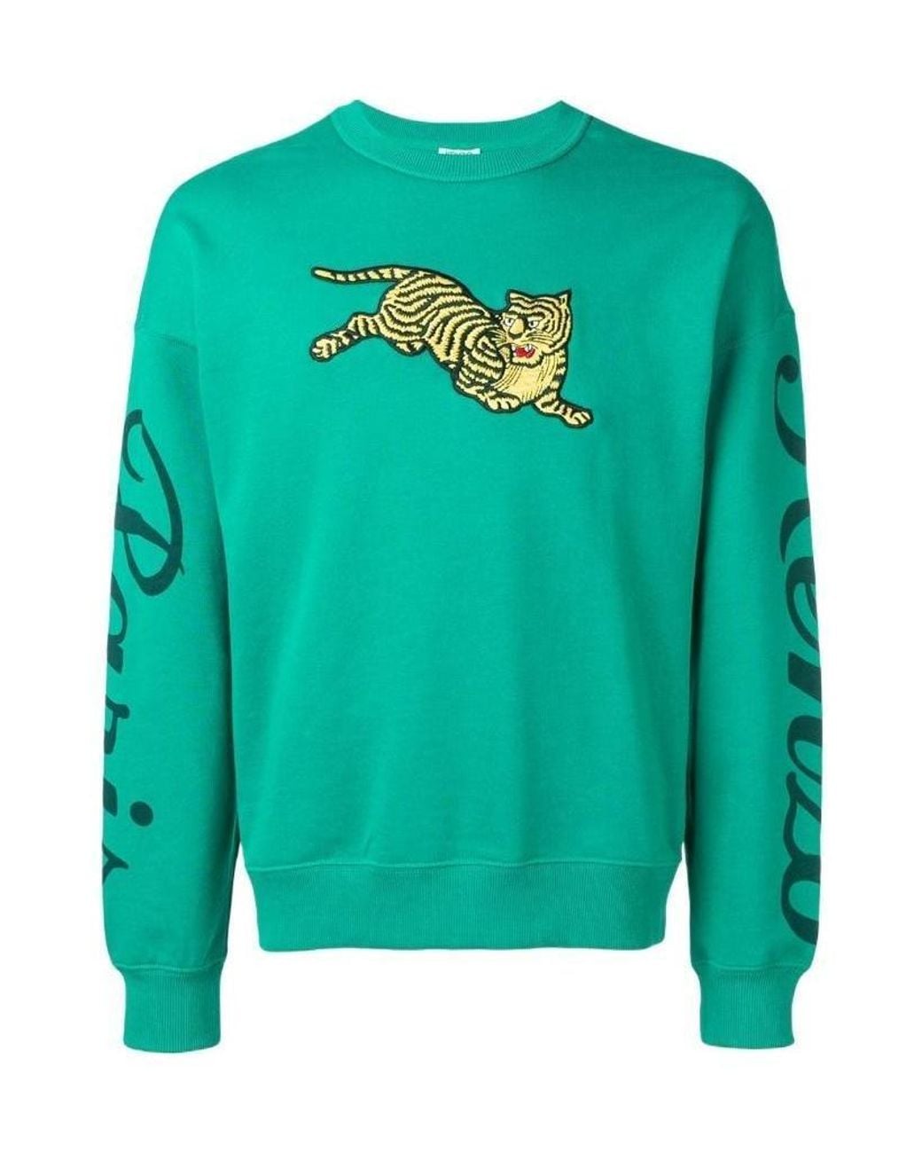 KENZO Green Flying Tiger Embroidered Sweatshirt for men
