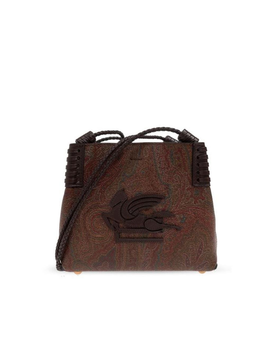 Etro Brown Paisley Libra Small Top Handle Bag