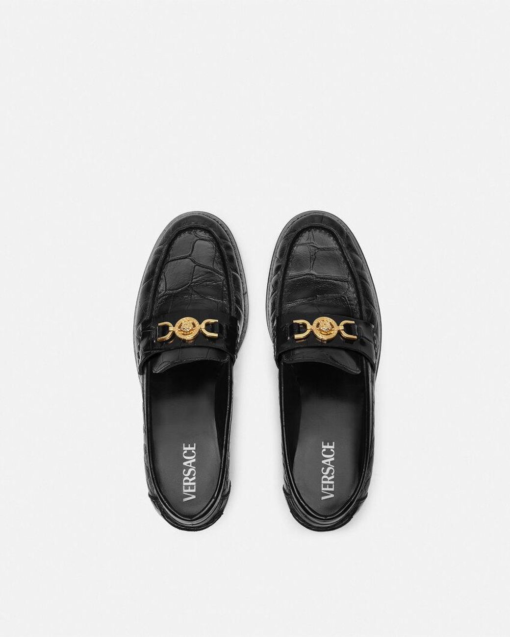 Versace Black Medusa 95 Embossed Slip-On Loafers
