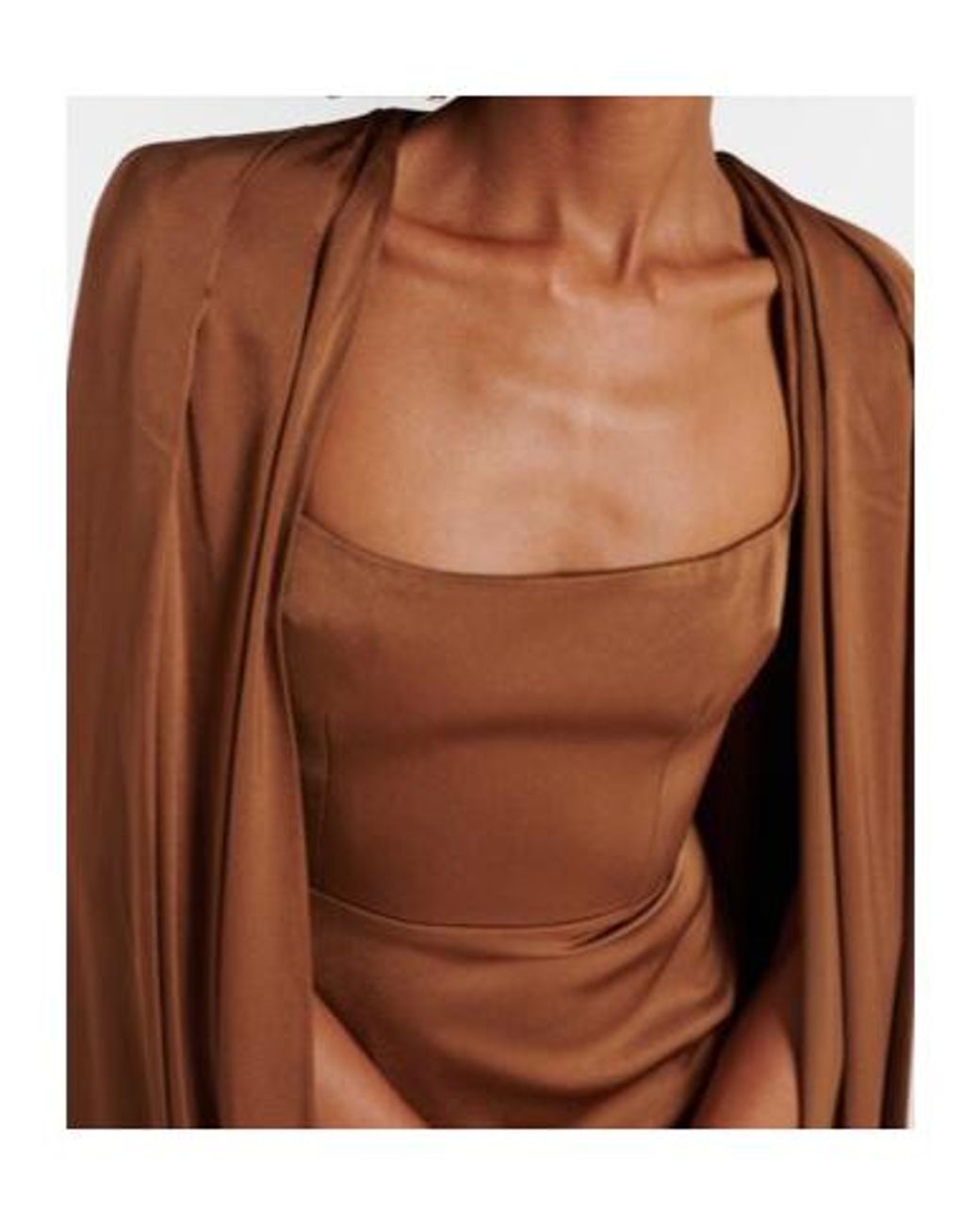 Alex Perry Brown Caped Satin Gown