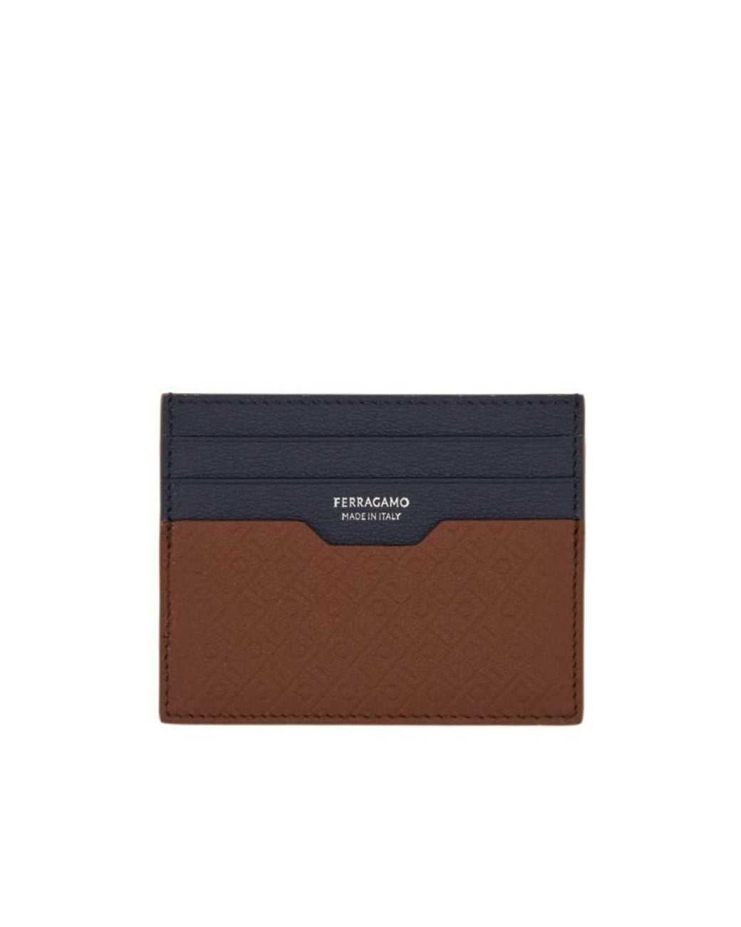 Ferragamo Blue Ferragamo Monogram Credit Card Holder for men