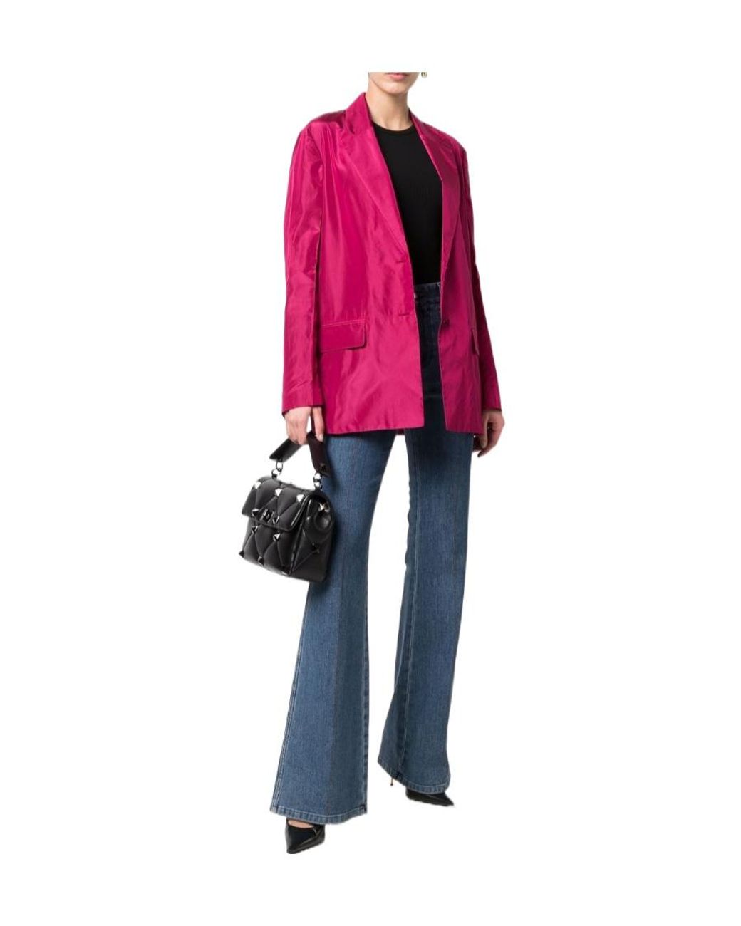 Valentino Pink Crinkled-Effect Single-Breasted Blazer