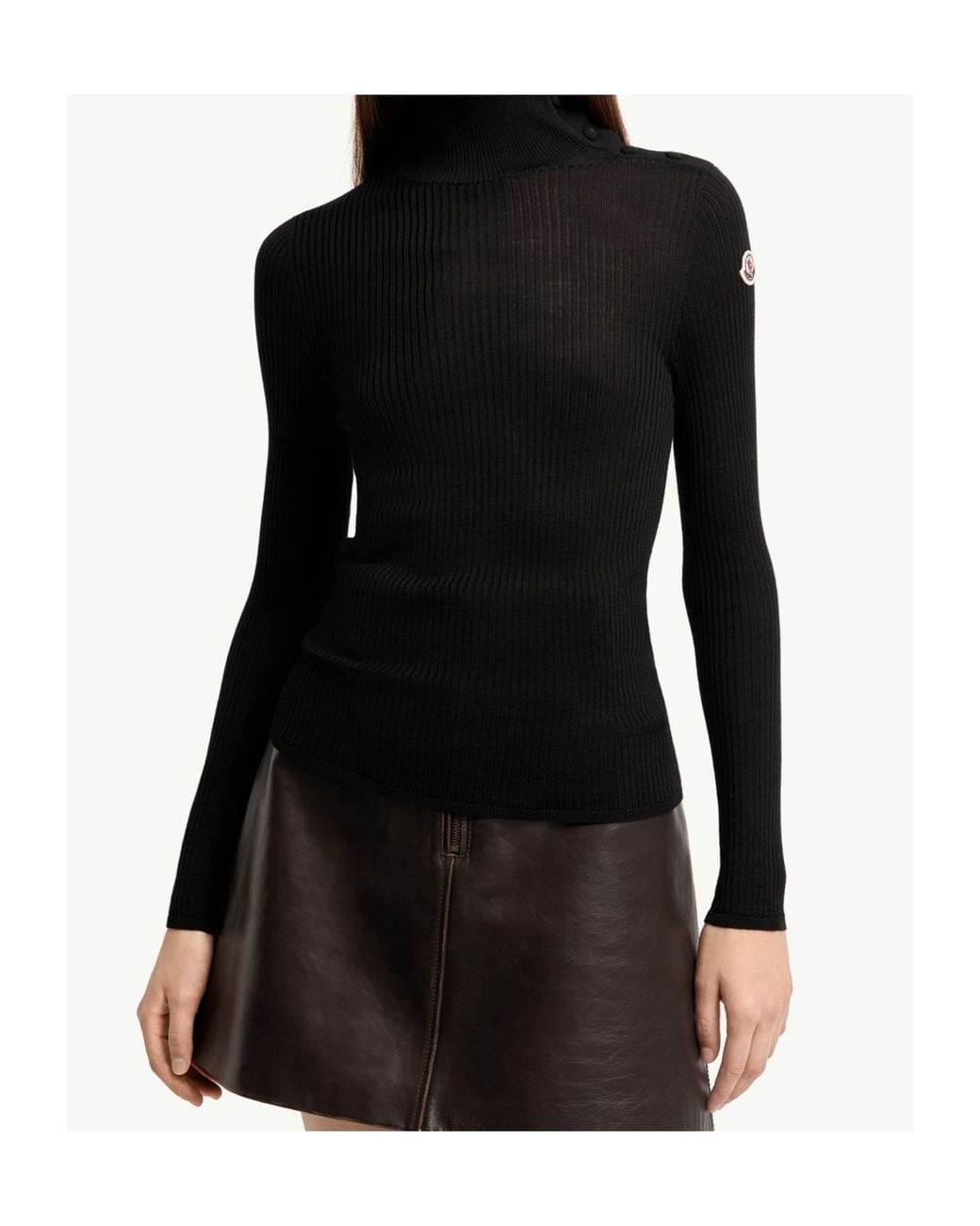 Moncler Black Ribbed-Knit Turtleneck Jumper