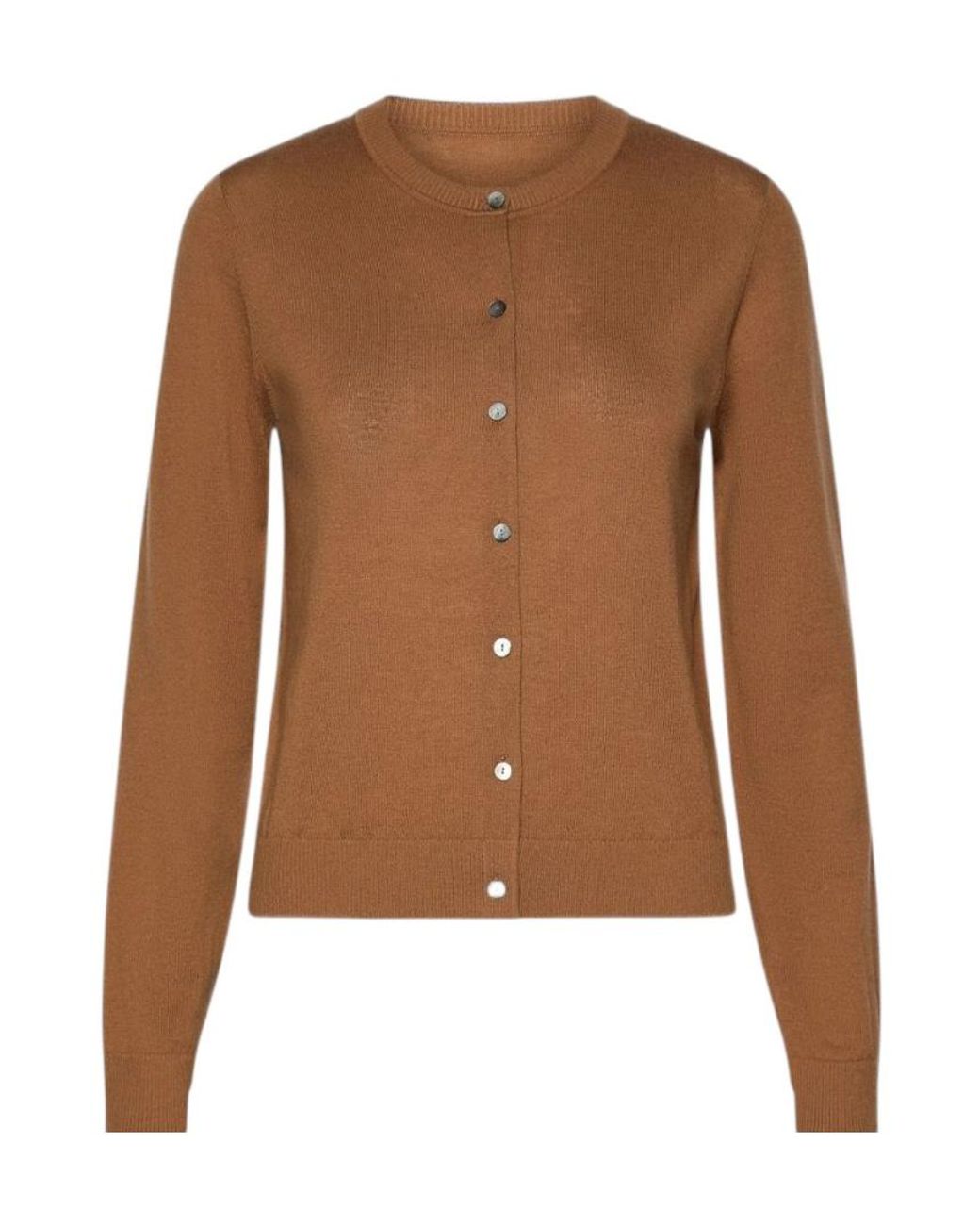 Marella Brown Button-Front Long-Sleeve Knit Top