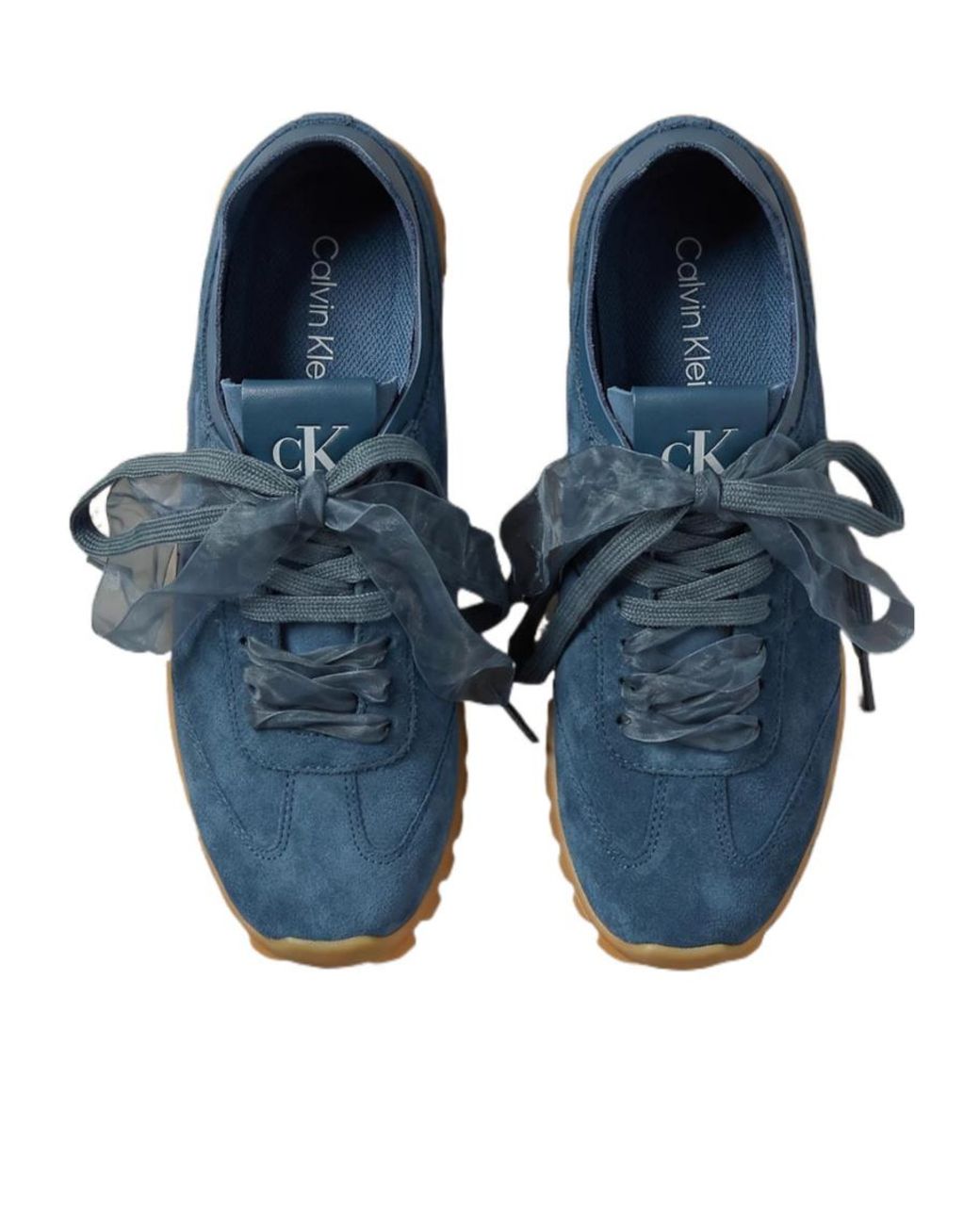 Calvin Klein Blue Sheer-Lace Low-Top Sneakers