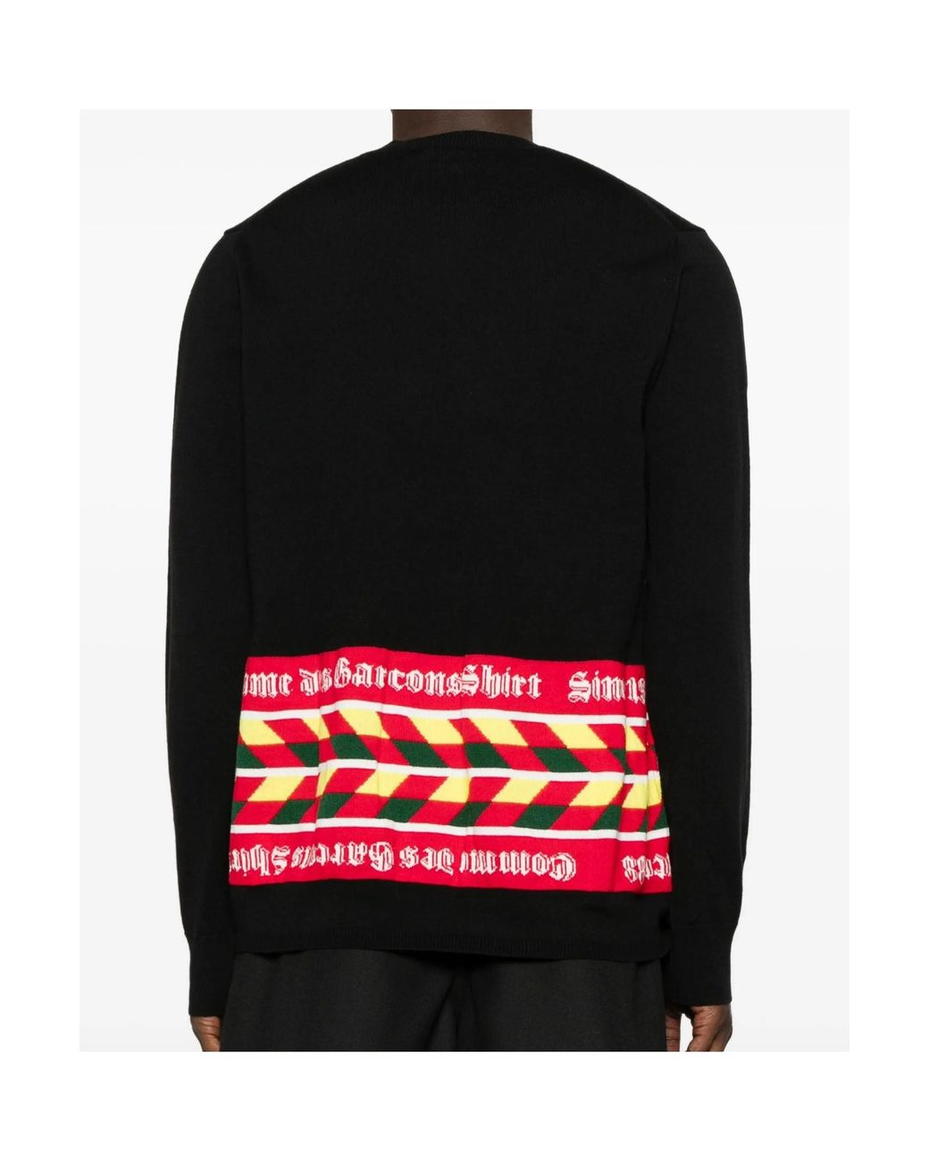 Comme des Garçons Black Geometric-Pattern Crew-Neck Sweater for men