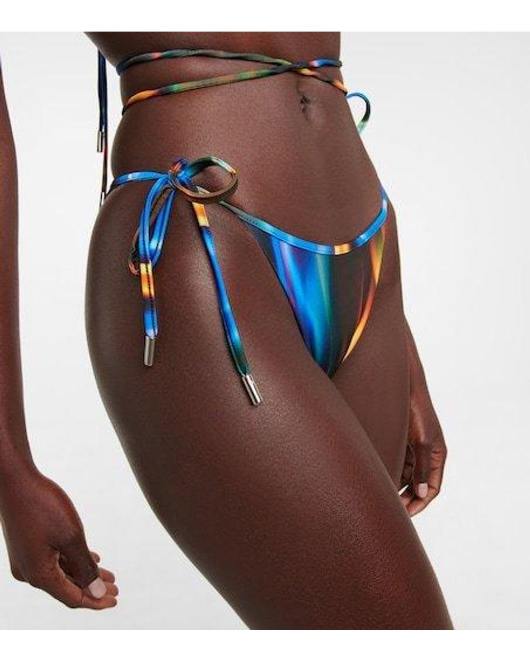 David Koma Blue Printed Triangle Bikini