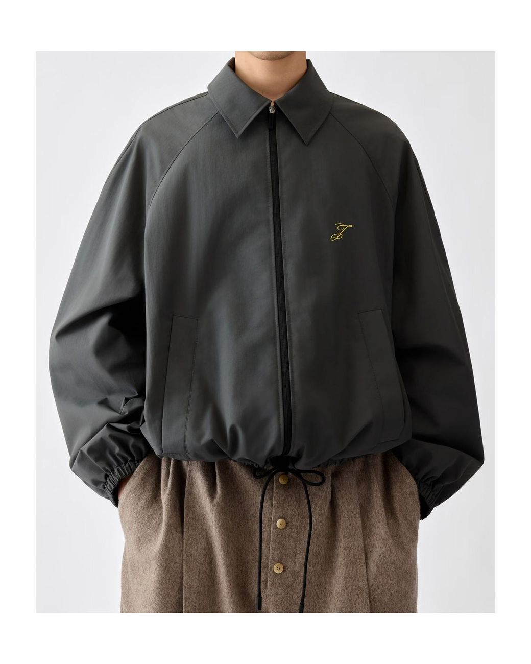 Jacquemus Gray Logo Detailed Zip-Up Jacket for men