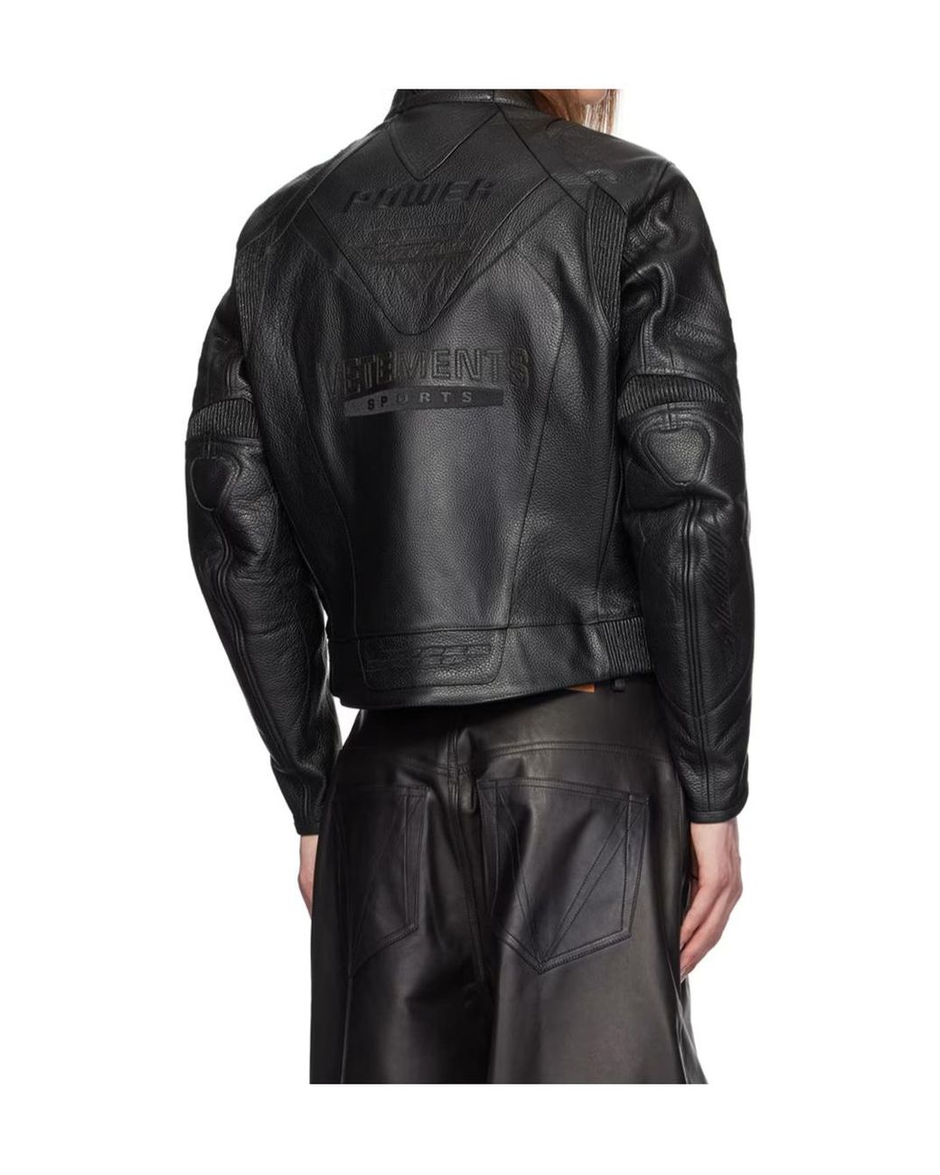 Vetements Black Patterned Leather Jacket for men
