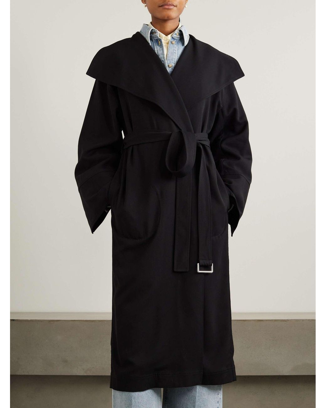 Totême Black Totême Flowing Twill Trench Coat