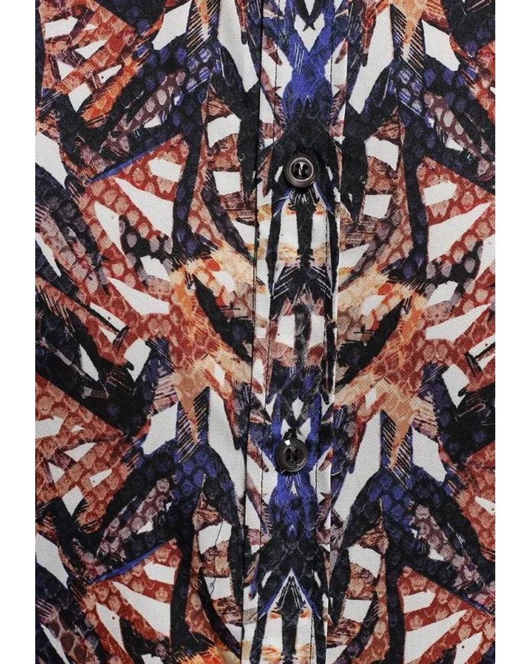 Just Cavalli Blue Printed Shirt for men