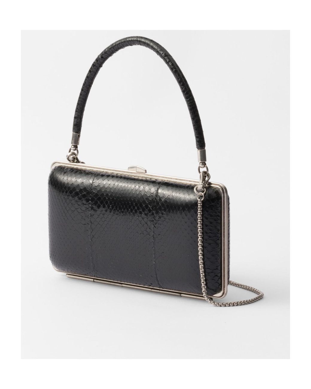Prada Black Ayers Leather Clutch