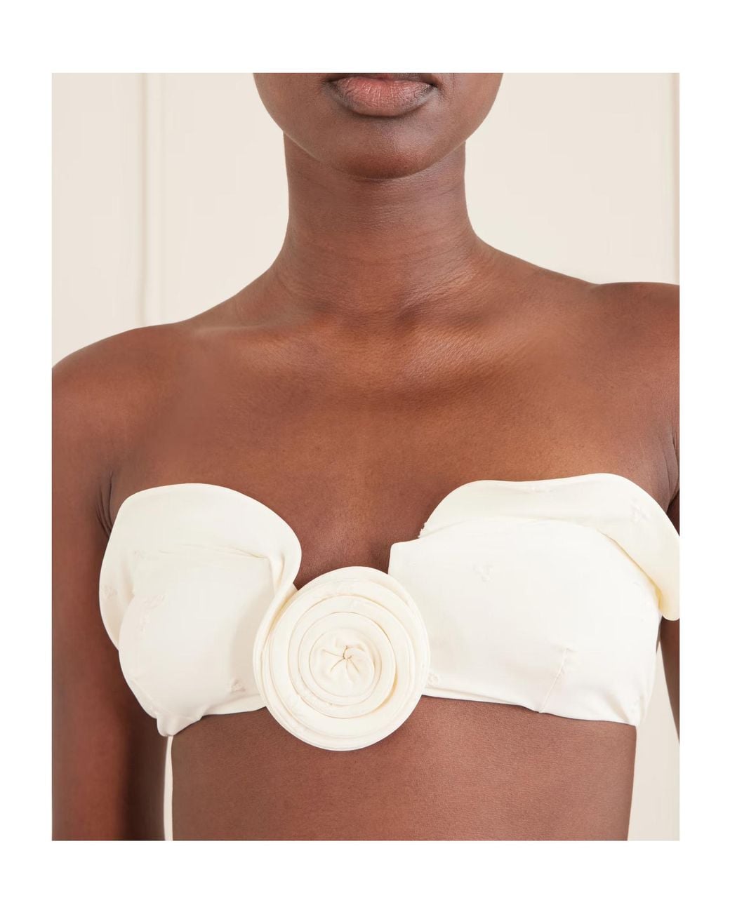 Magda Butrym White Appliquéd Stretch-Jersey Bikini Top