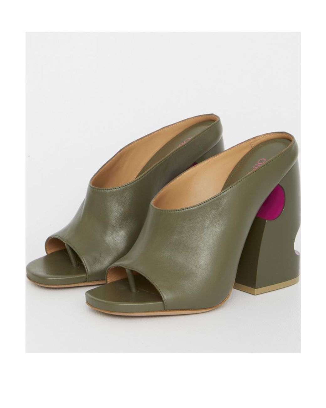 Off-White c/o Virgil Abloh Green Pop Meteor Open Toe Mules