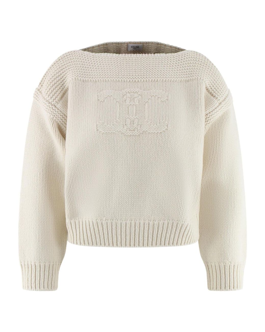 Céline White Boat Neck Sweater