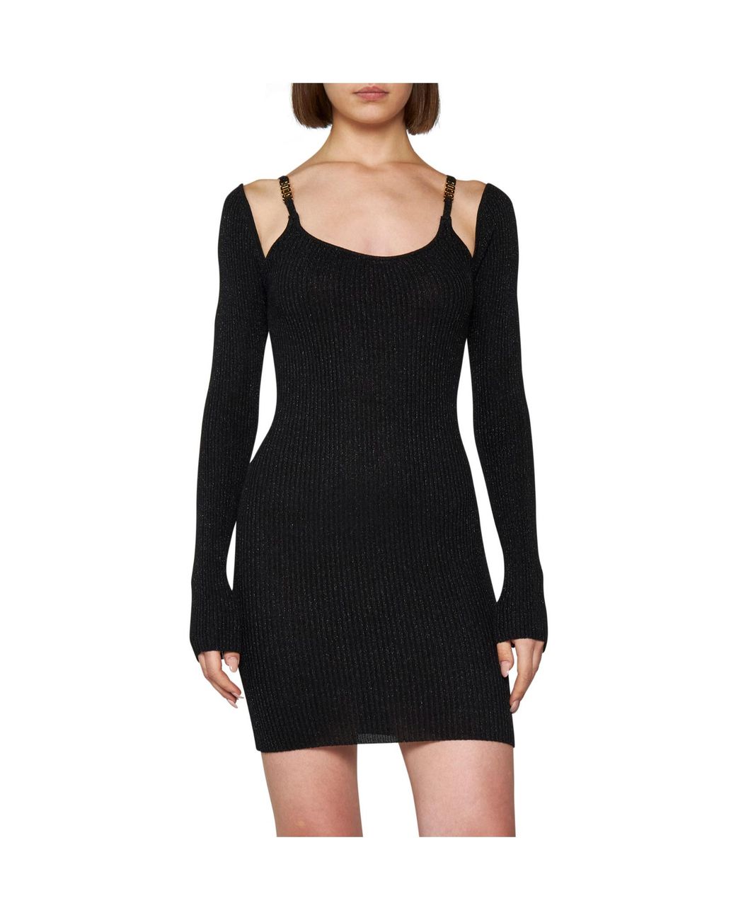Gcds Black Cold-Shoulder Knitted Dress