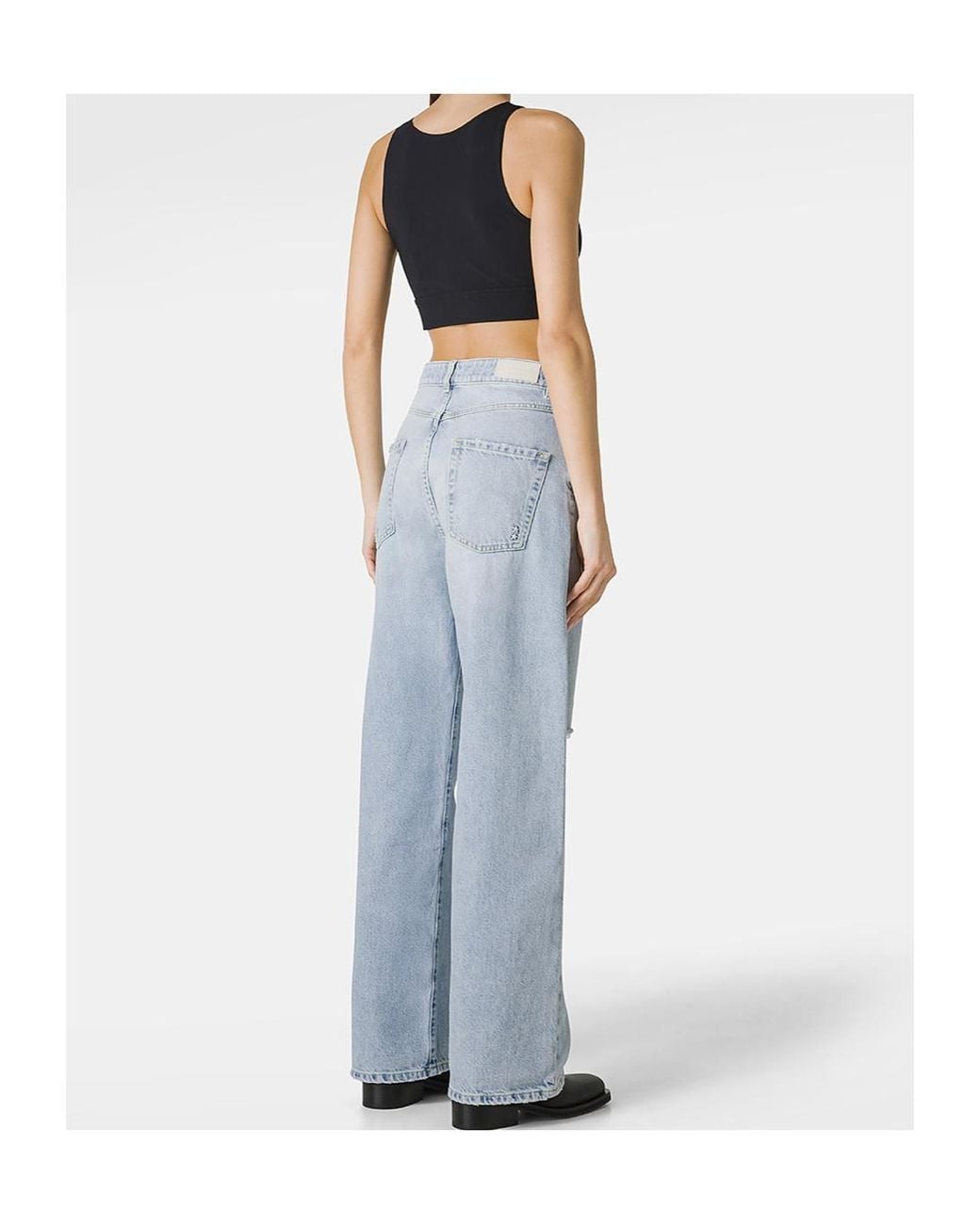 ICON DENIM Blue Poppy Ripped Jeans With Logo Patch