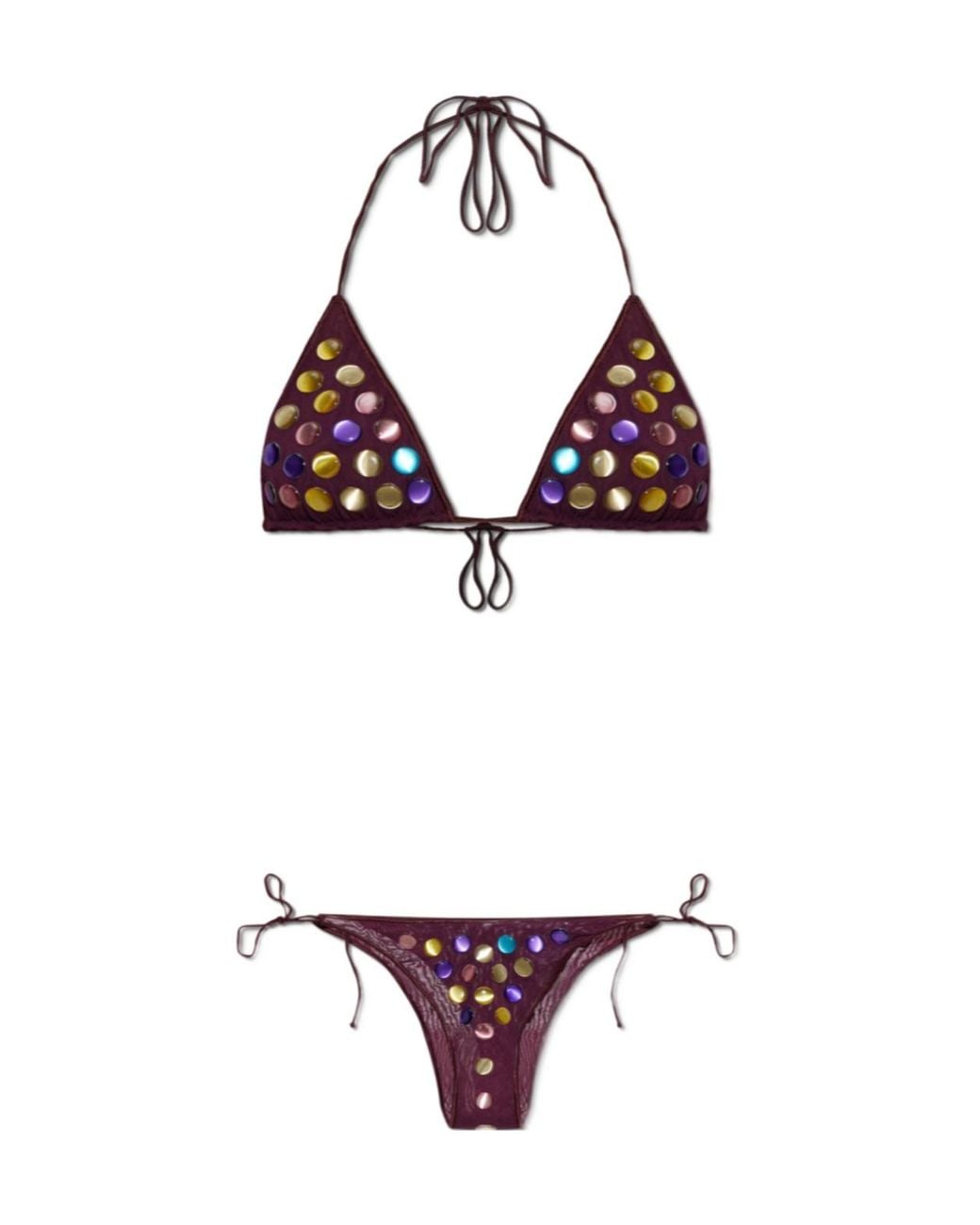 Oseree Multicolor Oséree Bubble Mesh Embellished Bikini