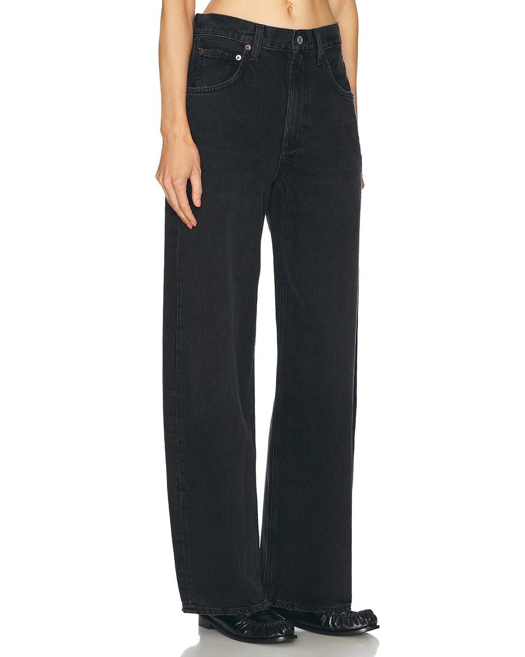 Agolde Black Five-Pocket Denim Trousers