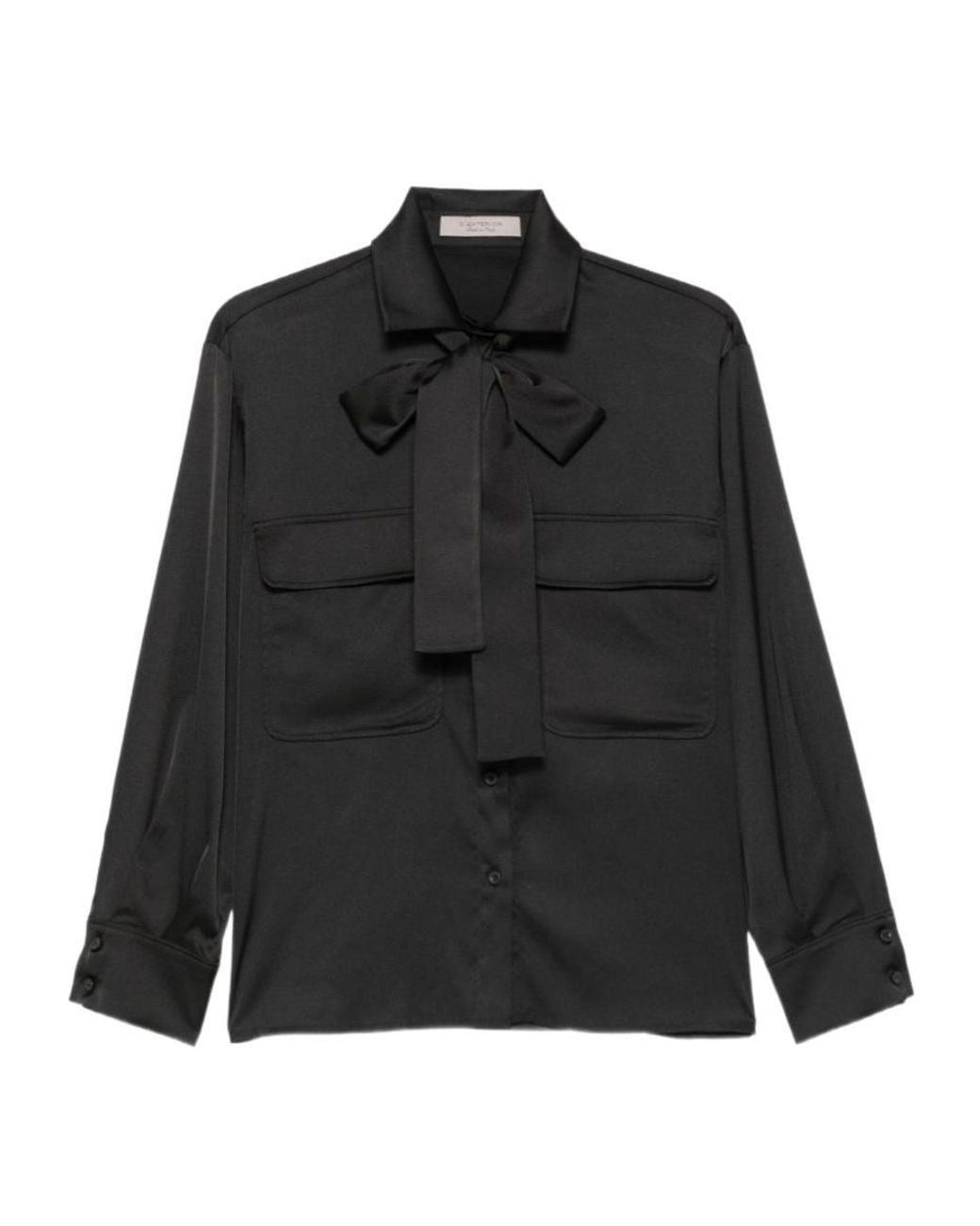 D.exterior Black Bow-Detail Pocket Shirt