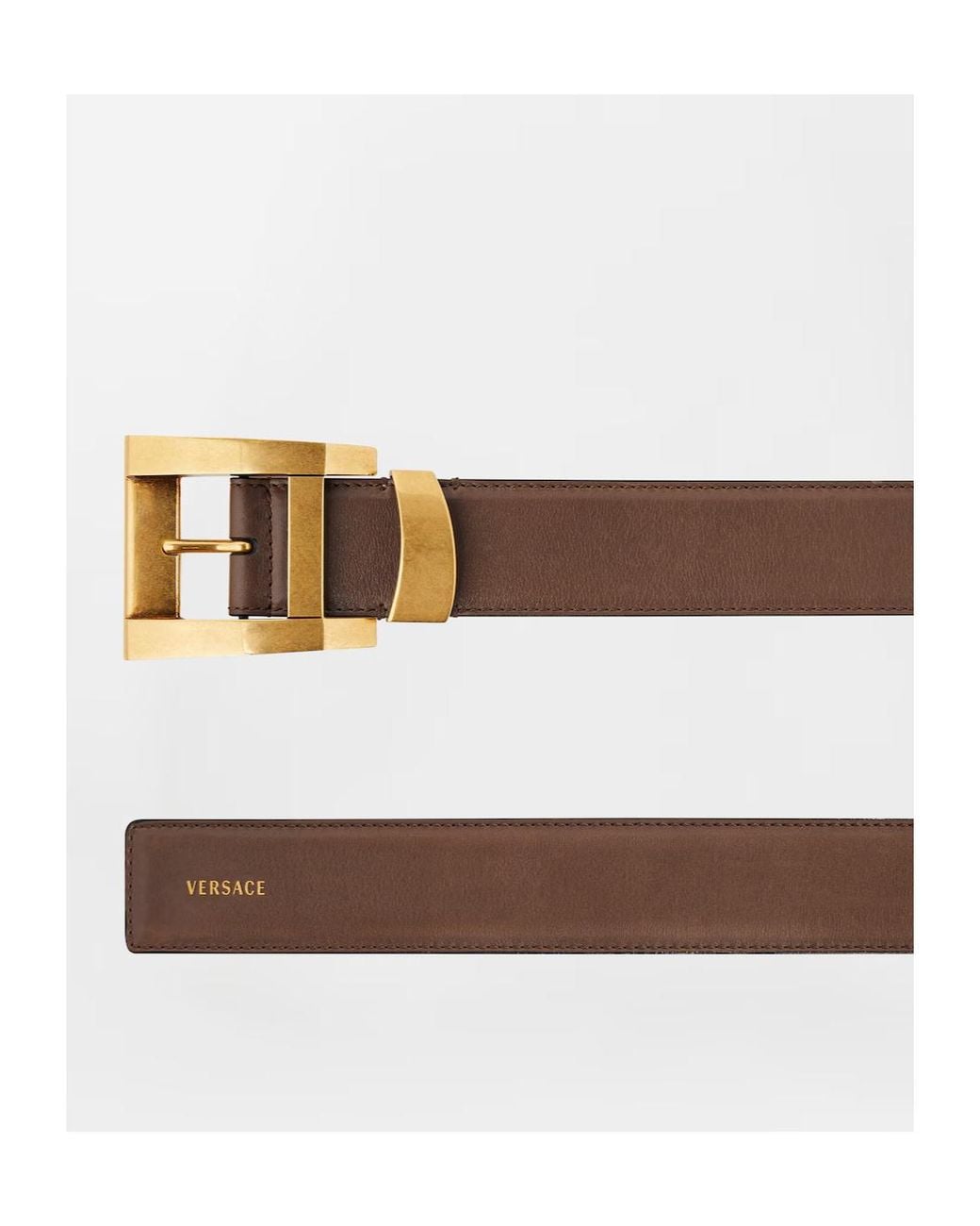 Versace Brown Square-Buckle Leather Belt for men