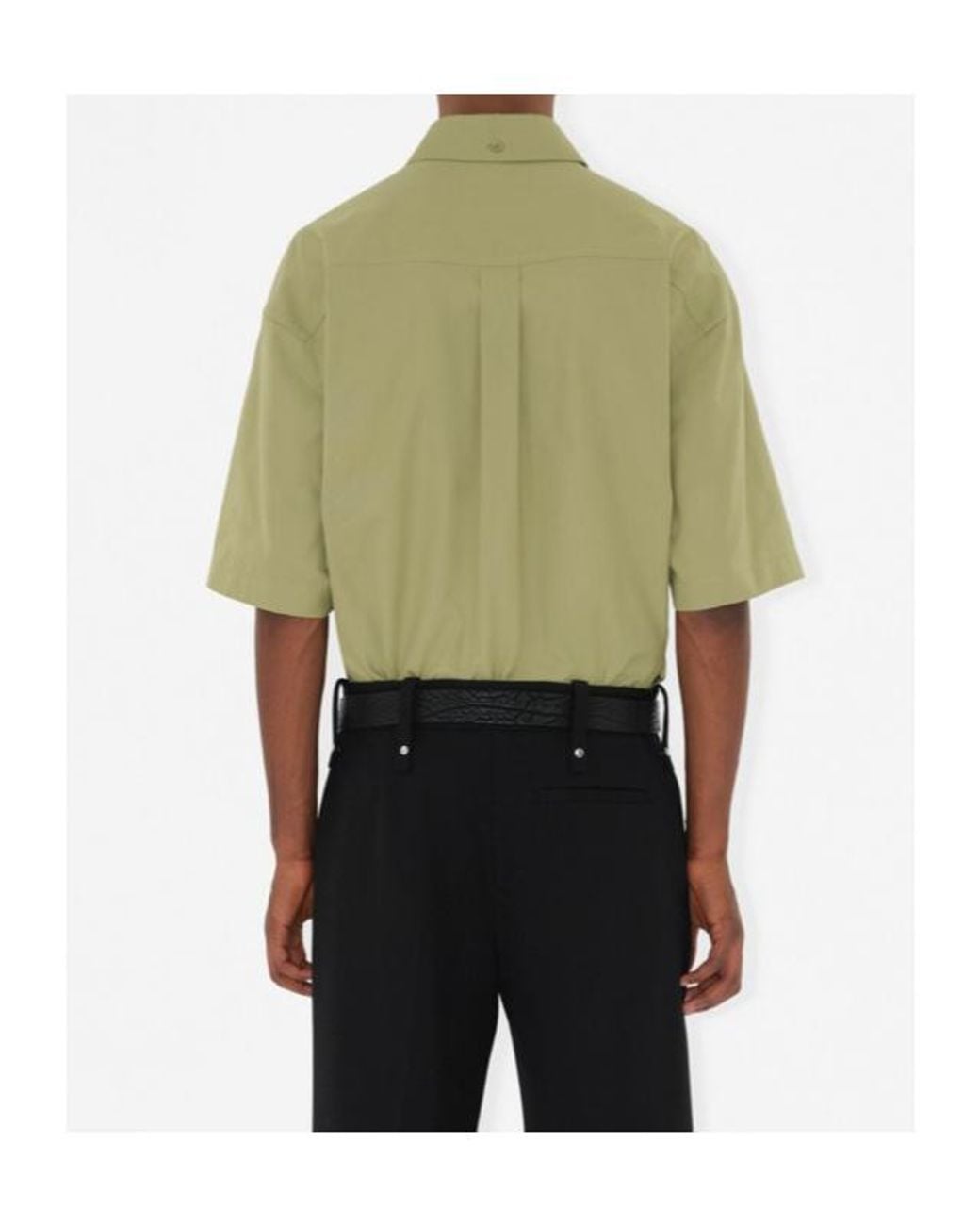 Burberry Green Logo-Embroidered Short Sleeved Poplin Shirt for men
