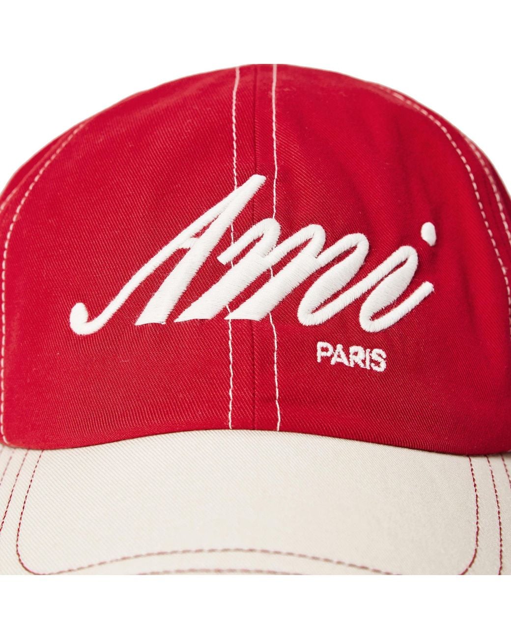 AMI Red Colorblock Baseball Cap for men