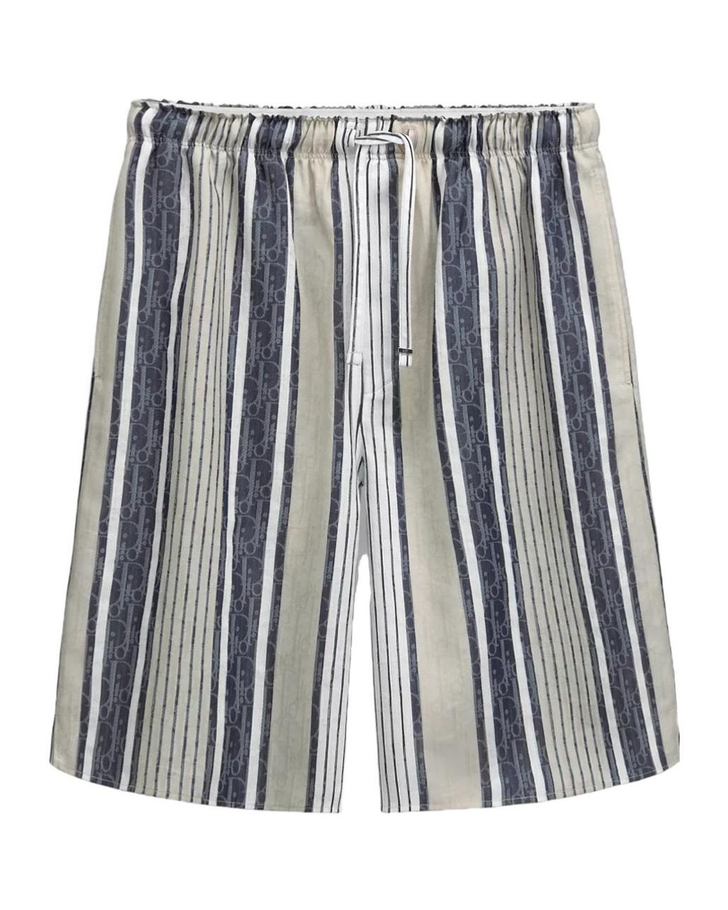 Dior Blue Iviera Oblique Sun Stripes Shorts for men
