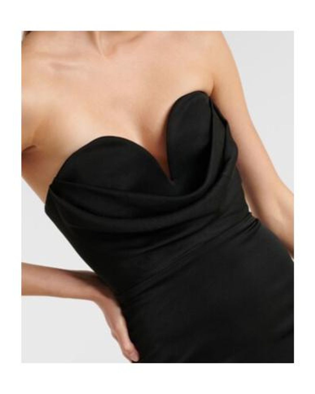 Alex Perry Black Gathered Strapless Satin Gown