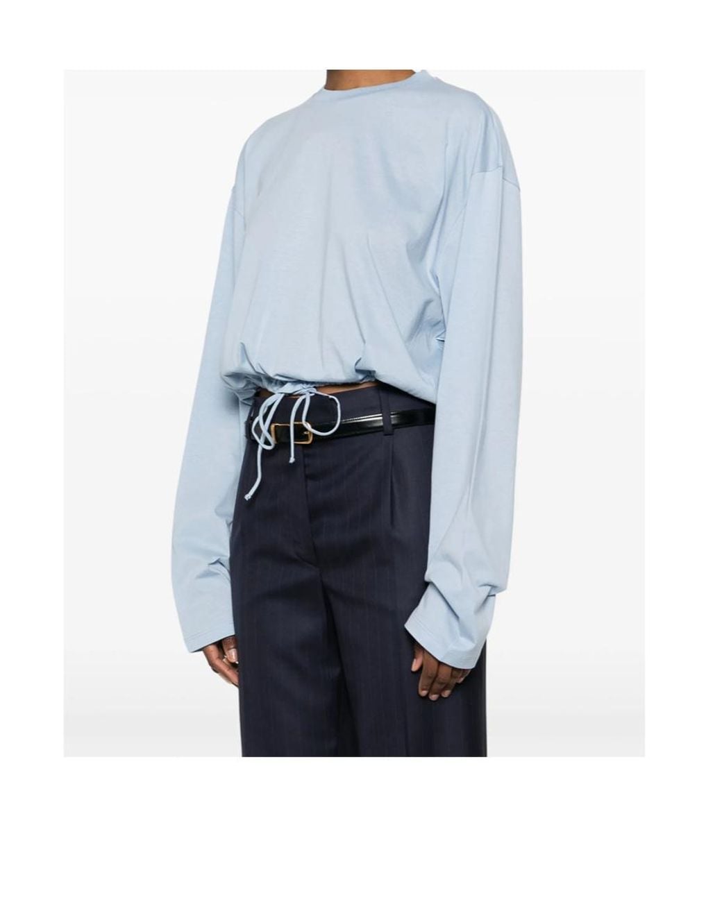 Prada Blue Drawstring-Hem T-Shirt