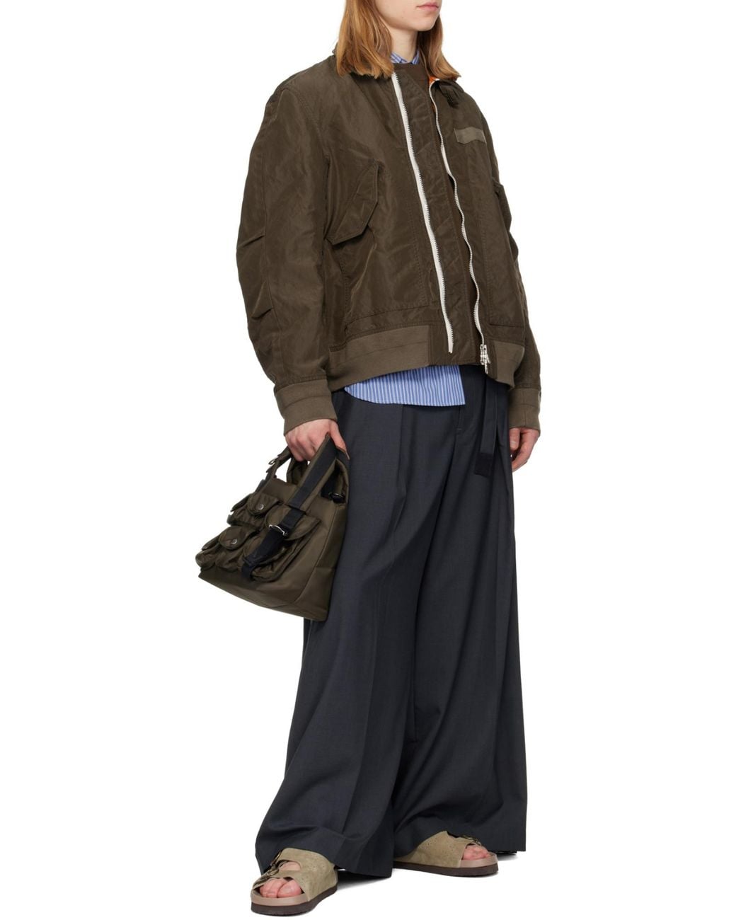 Sacai Green Nylon Jacket for men