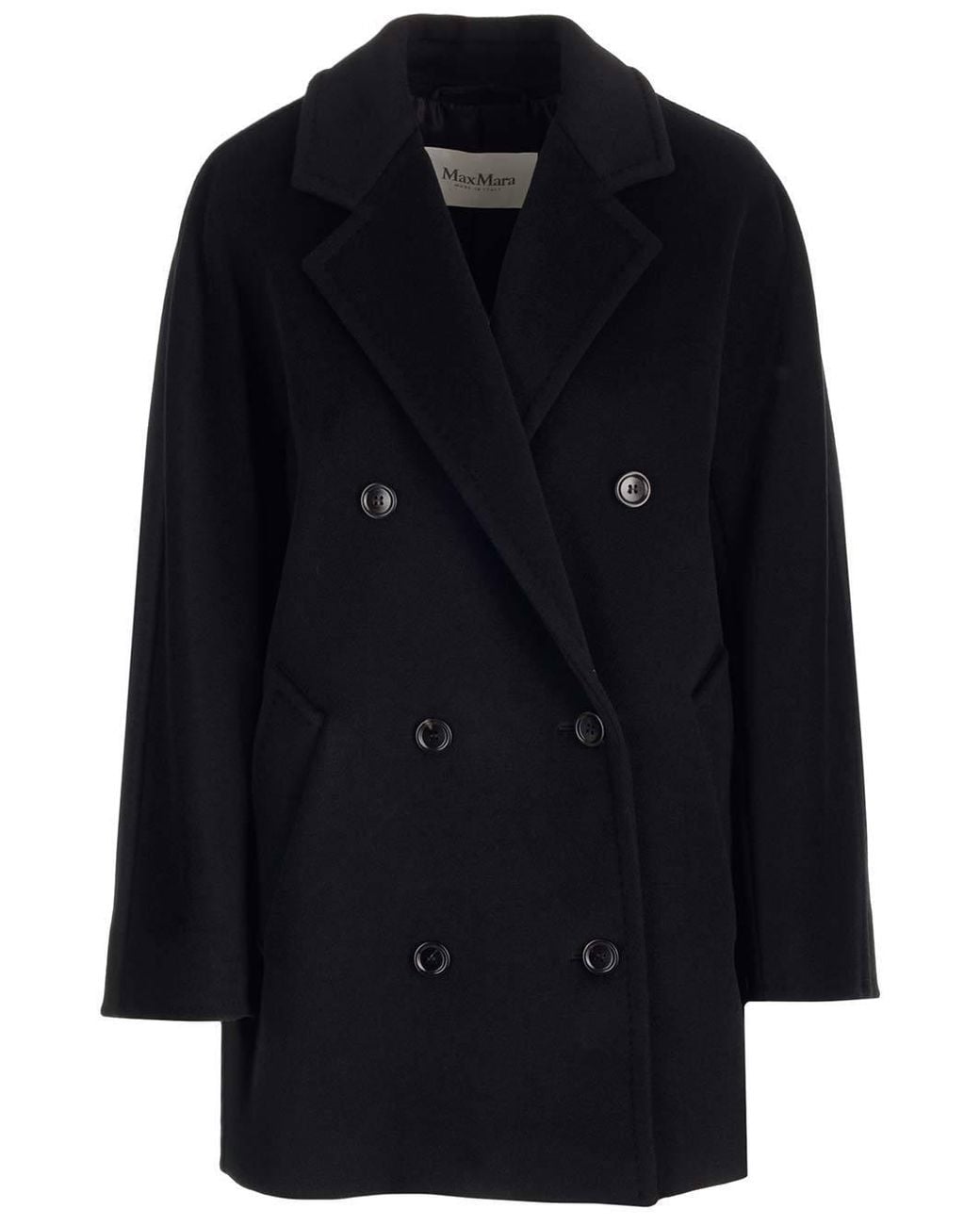 Max Mara Blue Double-Breasted Long-Sleeved Coat