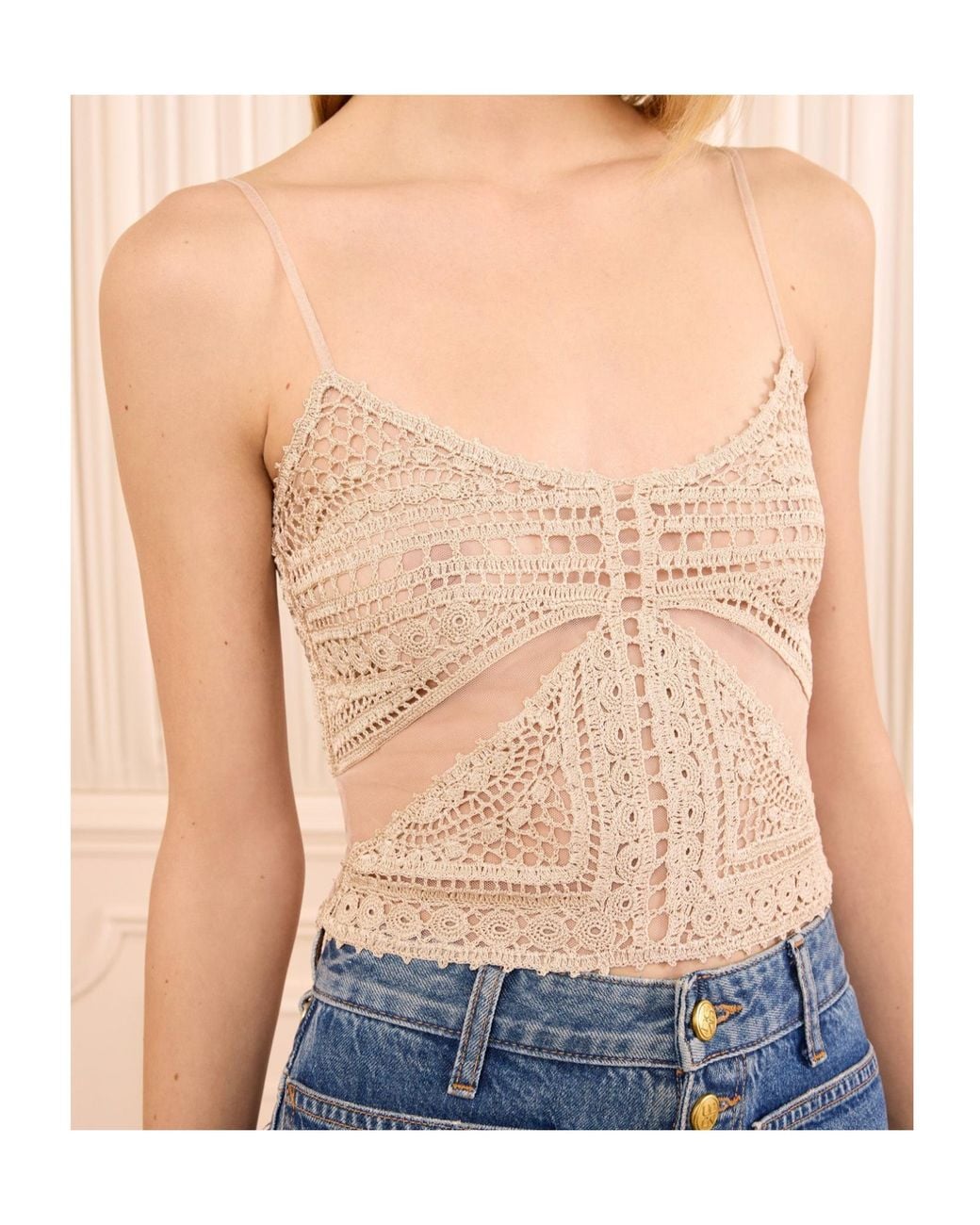 Ulla Johnson Natural Sleeveless Scoop Neck Camisole
