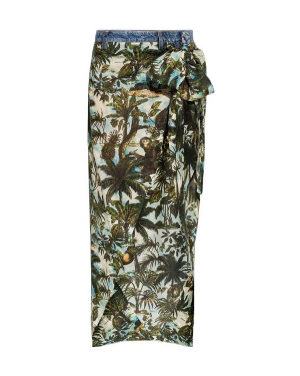 DSquared² Green Monkey Business Long Denim Skirt